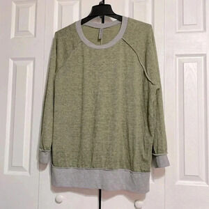 Honeyme green & gray light weight cozy knit casual sweater top shirt size XXL